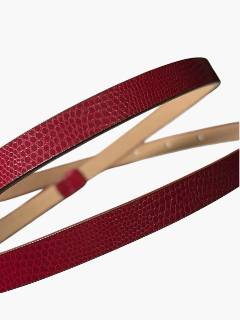 New York & Company Red Snakeskin Adjustable Belt Size S/M